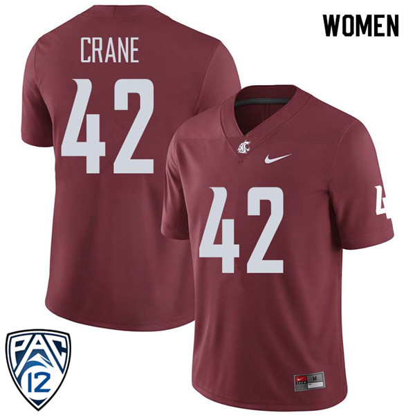 Women #42 Jack Crane Washington State Cougars College Football Jerseys Sale-Crimson